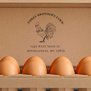Vintage & Rustic Chicken Egg Carton Address Self-inking Stamp