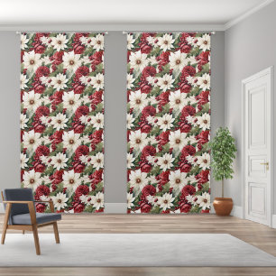 Vintage Rustic Christmas Flowers leaves Pattern Blackout Curtains