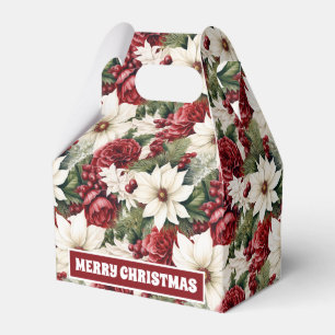 Vintage Rustic Christmas Flowers leaves Pattern  Favor Boxes