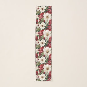 Vintage Rustic Christmas Flowers leaves Pattern Scarf
