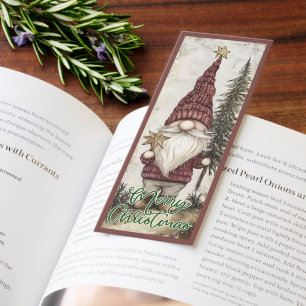 Vintage Rustic Christmas Gnome Custom Name  Bookmarks