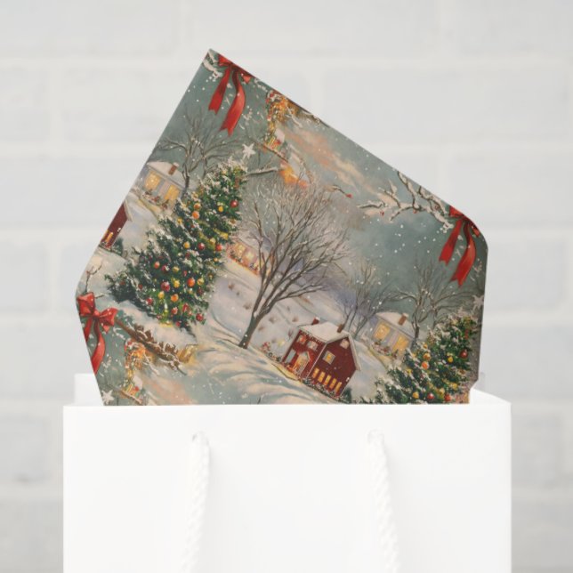 Vintage Rustic Christmas Holiday Tissue Paper (Gift Bag)