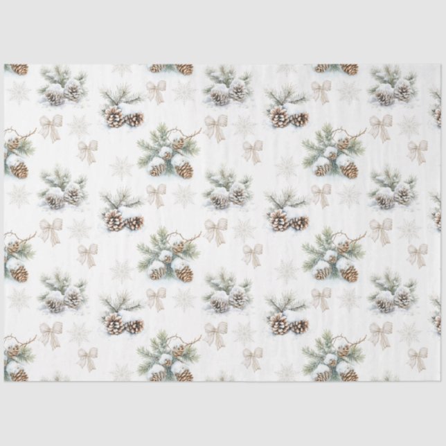 Vintage rustic Christmas Pine cones Tissue Paper (Front)