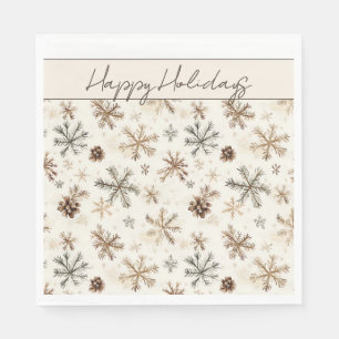 Vintage rustic Christmas snowflakes and pine cones Napkins