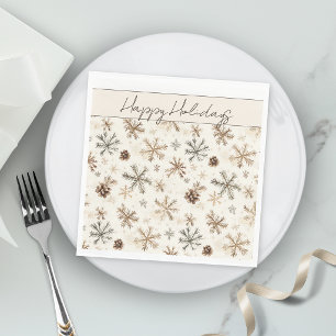 Vintage rustic Christmas snowflakes and pine cones Napkins