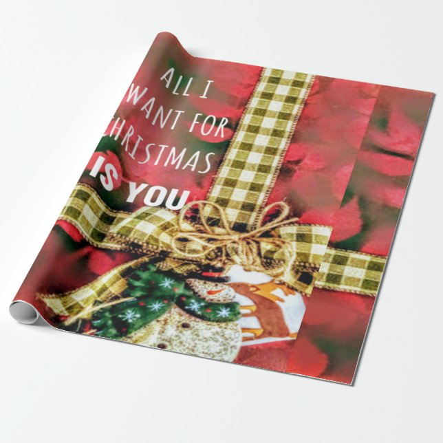 Vintage Rustic Christmas Wrapping Paper (Unrolled)