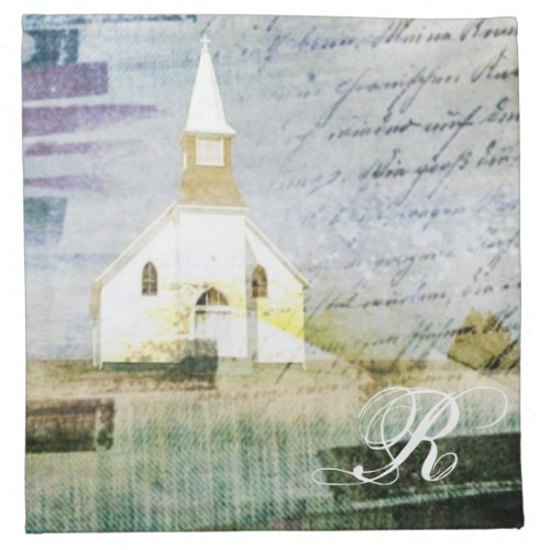 vintage rustic country chapel wedding napkin