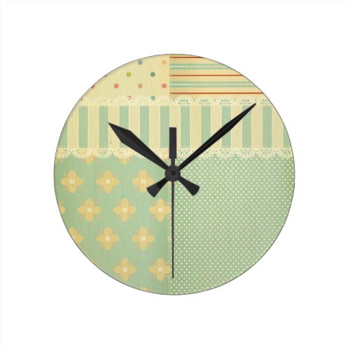 Vintage,rustic,country,chic,mint,pink,floral,girly Round Wall Clock