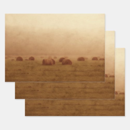 Vintage Rustic Country Farmhouse Hay Bales Wrapping Paper Sheets
