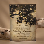 Vintage Rustic Country Tree Lights Wedding Invitation<br><div class="desc">Vintage Sepia wedding invitations featuring a rustic background,  string lights,  tree silhouette and an elegant wedding template that is easy to customize.</div>