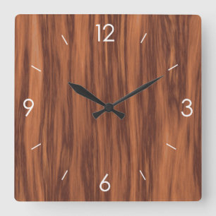 Vintage Rustic Country Wooden Decor Square Wall Clock