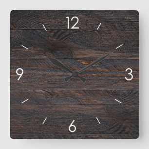 Vintage Rustic Country Wooden Decor Square Wall Clock