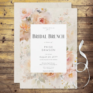 Vintage Rustic Cream Floral Frame Bridal Brunch Invitation