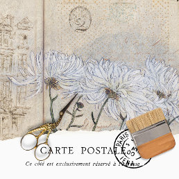 Vintage Rustic Crysanthemums Texture Decoupage Tissue Paper