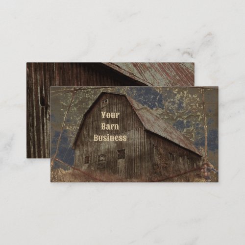 Vintage Rustic Dark Gray Tan Sky Barn Texture Business Card