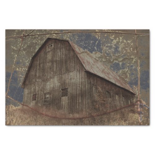 Vintage Rustic Dark Gray Tan Sky Barn Texture Tissue Paper