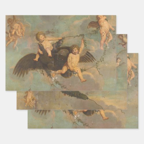 Vintage Rustic Decoupage Angels Angel Cherub Wrapping Paper Sheets