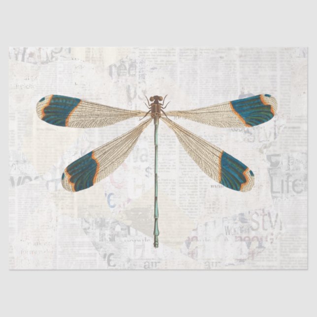 Vintage Rustic Dragonfly Decoupage Decoupaging Tissue Paper (Front)