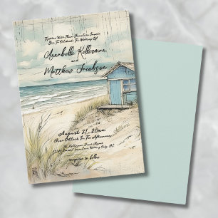 Vintage Rustic Elegant Coastal Beach Wedding Invitation