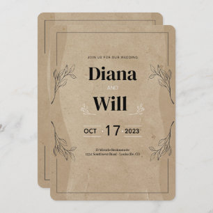 Vintage Rustic Elegant Parchment Wedding Invitation