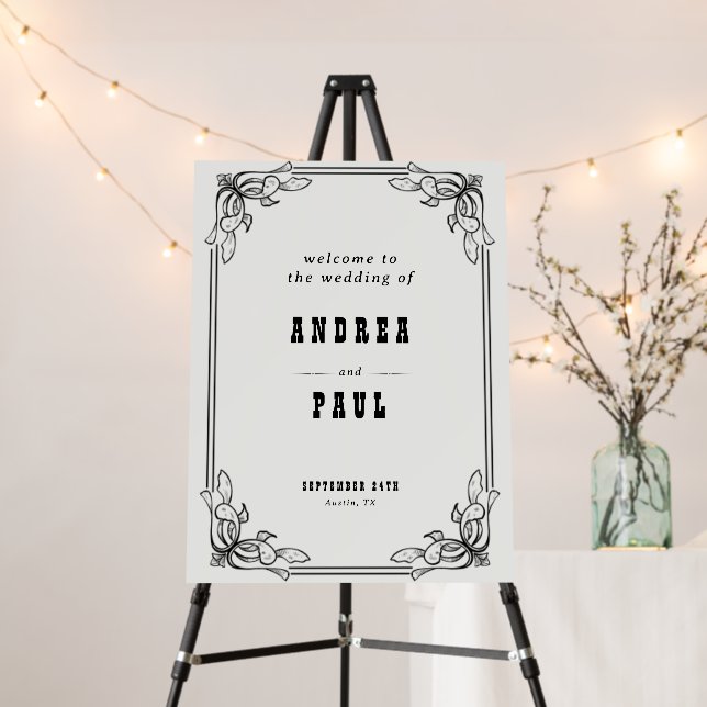 Vintage Rustic Elegant Wedding Welcome Poster (In Situ (Stand))