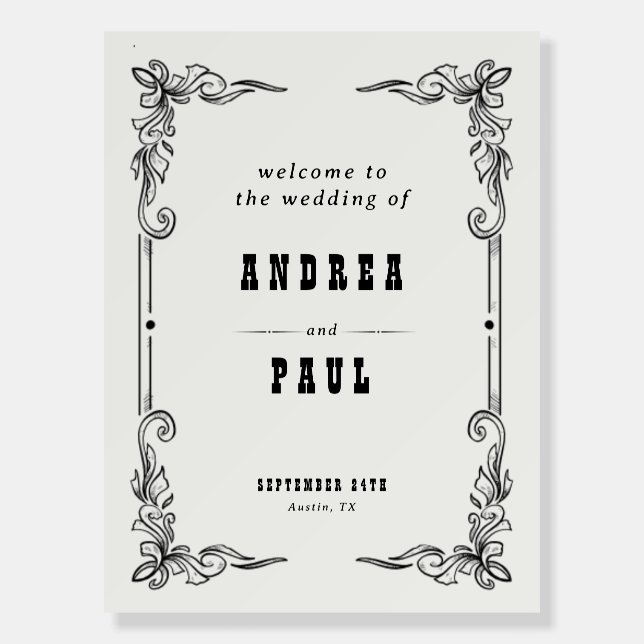Vintage Rustic Elegant Wedding Welcome Poster (Front)