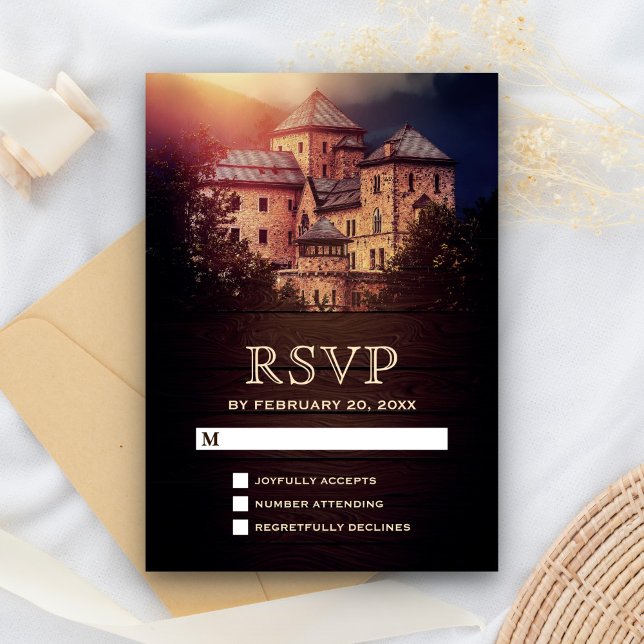 Vintage Rustic Fairytale Castle RSVP Card (Creator Uploaded)