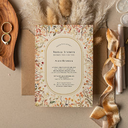Vintage Rustic Fall Beige Bridal Shower Invitation