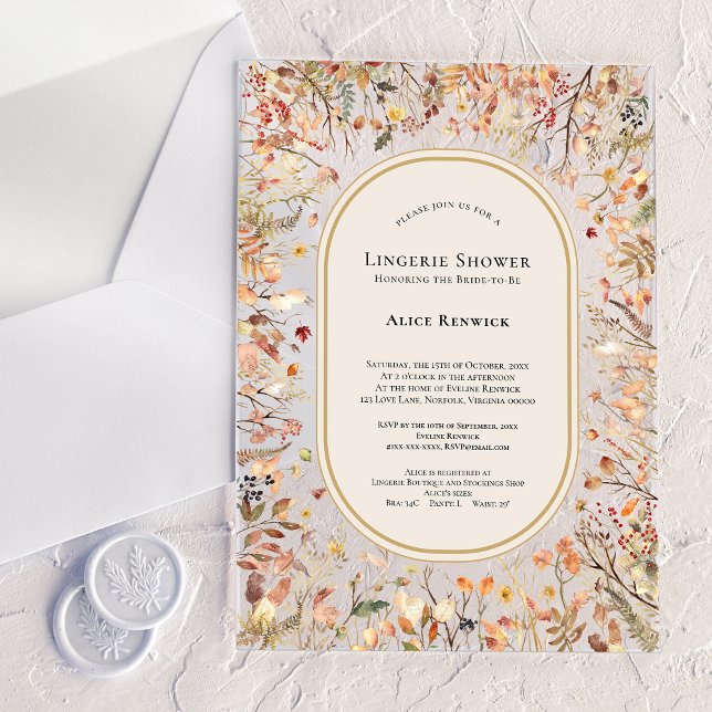 Vintage Rustic Fall Beige Lingerie Shower Acrylic Invitations (Creator Uploaded)