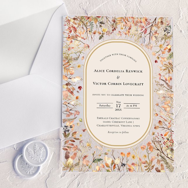 Vintage Rustic Fall Beige Wedding Acrylic Invitations (Creator Uploaded)