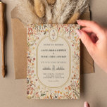Vintage Rustic Fall Beige Wedding Monogram Invitation<br><div class="desc">This Vintage Rustic Fall Beige Wedding Monogram Invitation design features a timeless neutral base palette of beige and gold with delicately muted colorful embellishments of golden branches and lovely autumn florals with softly falling leaves in red, copper, dusty rose, burnt orange, terracotta, and the full fall color flourish. These botanical...</div>
