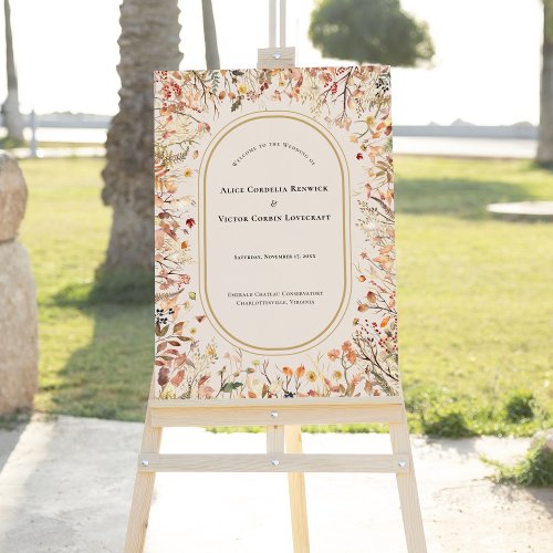 Vintage Rustic Fall Beige Wedding Welcome Sign