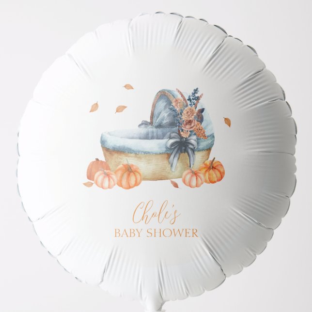 Vintage Rustic Fall Pumpkin Crib Baby Shower  Balloon (Front)