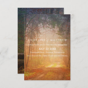Vintage Rustic Fall Tree String of Lights Wedding Invitation