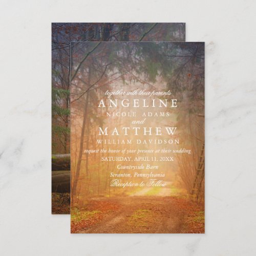 Vintage Rustic Fall Tree String of Lights Wedding Invitation