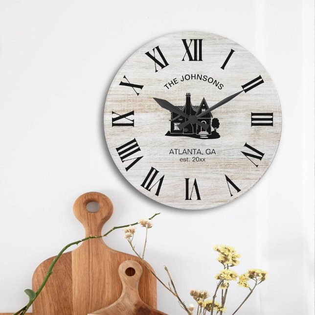 Vintage Rustic Family Name Large Clock (Creator Uploaded)