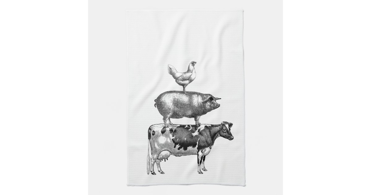 Black & White Cows Waffle Weave Kitchen Towel