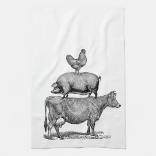 Vintage Rustic Farm Animals Kitchen Kitchen Towel