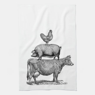 Vintage Rustic Farm Animals Kitchen Kitchen Towel