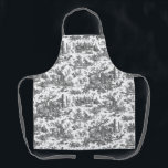 Vintage Rustic Farm French Toile-Black & White Apron<br><div class="desc">This lovely restored vintage French toile de jouy pattern dated ca 1780s features scenes of joyous rustic farm life including animals,  ancient ruins,  cottages and peasants engaged in work and play in black on white background.</div>