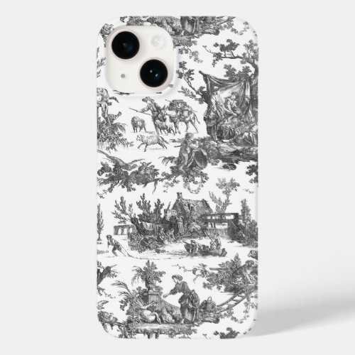 Vintage Rustic Farm French Toile_Black  White Case_Mate iPhone 14 Case