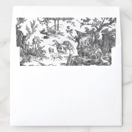 Vintage Rustic Farm French Toile_Black  White Envelope Liner