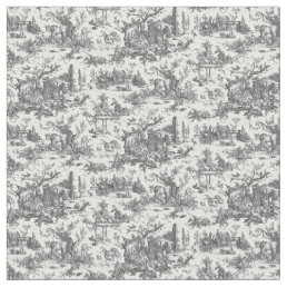 Vintage Rustic Farm French Toile-Black &amp; White Fabric