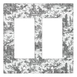 Vintage Rustic Farm French Toile-Black &amp; White Light Switch Cover