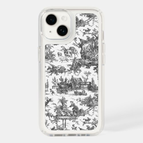 Vintage Rustic Farm French Toile_Black  White Speck iPhone 14 Case