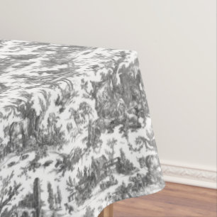 Vintage Rustic Farm French Toile-Black & White Tablecloth