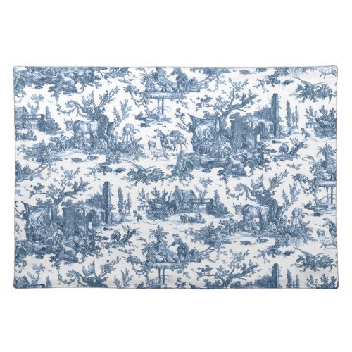 Vintage Rustic Farm French Toile_Blue  White Cloth Placemat