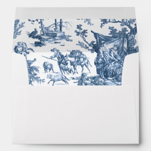 Vintage Rustic Farm French Toile_Blue  White Envelope