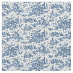 Vintage Rustic Farm French Toile-Blue &amp; White Fabric