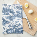 Vintage Rustic Farm French Toile-Blue & White Kitchen Towel<br><div class="desc">This lovely restored vintage French toile de jouy pattern dated ca 1780s features scenes of joyous rustic farm life including animals,  ancient ruins,  cottages and peasants engaged in work and play in blue on white background.</div>